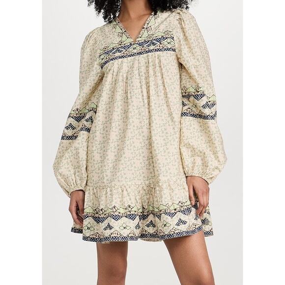 SEA New York Louie Cream Patchwork Quilted Floral Mini Dress Women's Size Small - Picture 1 of 9